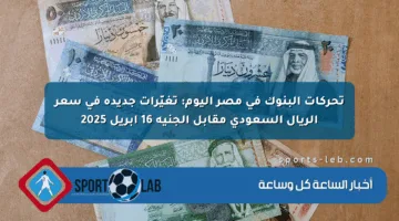 تحركات البنوك في مصر اليوم: تغيّرات جديدة في سعر الريال السعودي مقابل الجنيه 16 أبريل 2025